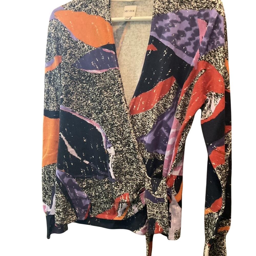 Excellent Multi-coloured Nic + Zoe wrap sweater Size: Small - Picture 4 of 6